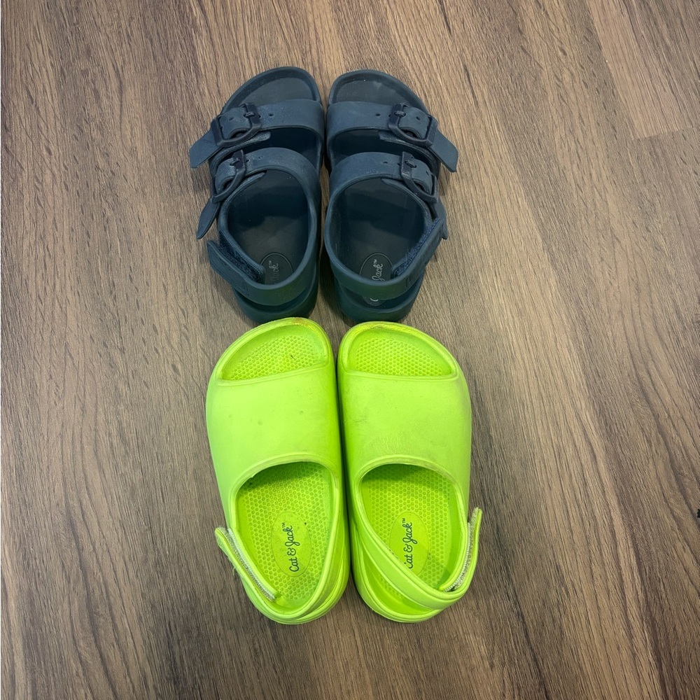 Cat & Jack - Kids Sandals lot - Neon Green and Navy